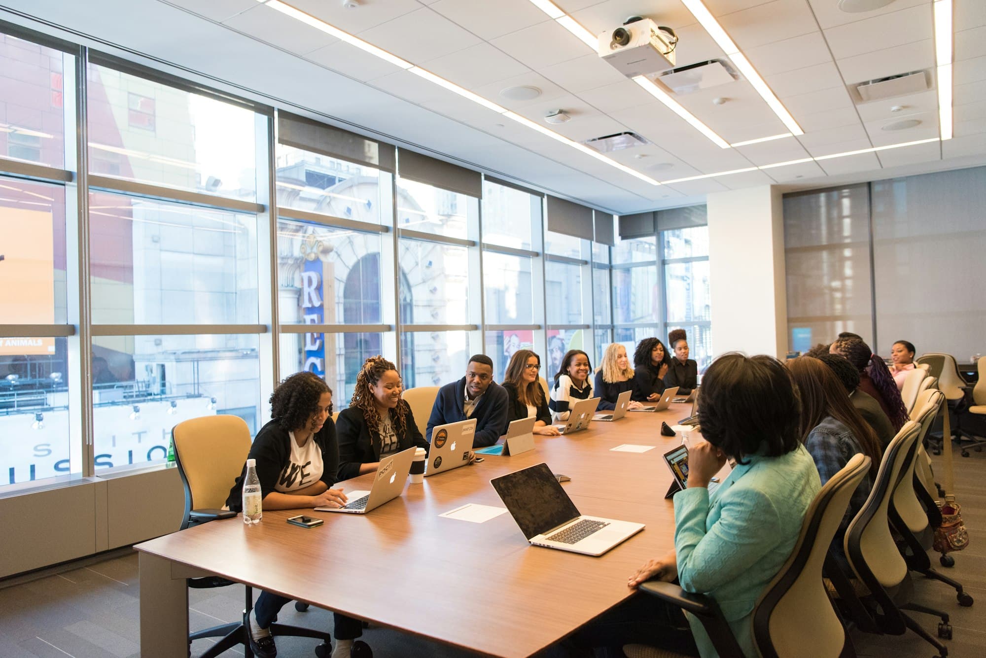 Professionals in a boardroom meeting